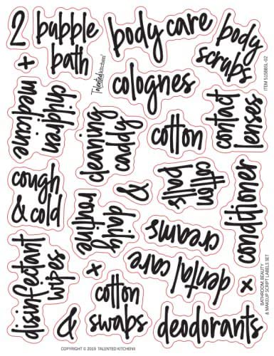 Talented Kitchen 6-Pack Makeup Organizer Premium Quality Acrylic Plastic Containers. Bathroom Beauty Storage Set: 5 Canisters & 107 Printed Labels Organization #TOP2