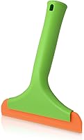 Vista 1 de FOSHIO Escobilla de silicona multiusos para puerta de cristal de ducha, limpieza de ventanas, mango largo verde de 7.5 pulgadas, hoja naranja de 6