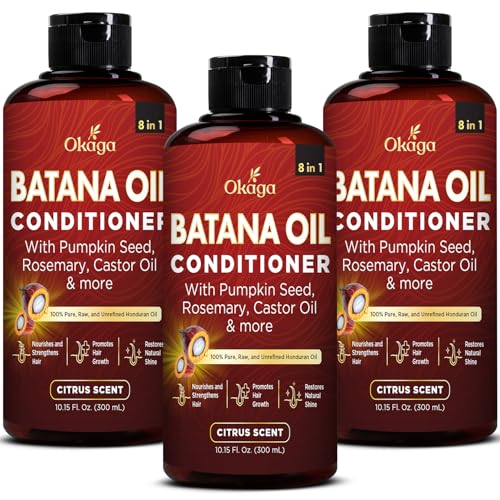 Batana Oil Conditioner for Hair Growth, Biotin &amp; Argan, Citrus, 3 Pack