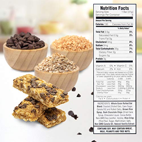 JUNKLESS Chewy Granola Bars, Chocolate Chip, 24 bars (6 x 1.1 oz bars/box – 4 boxes), Non-GMO, low sugar, great tasting, made for kids & families