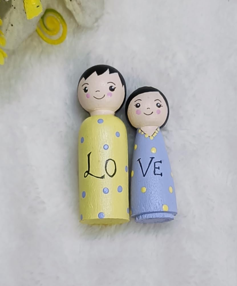 Price Drop! Loved It? Wooden Couple Love peg Doll | Gift for Couples, Girlfriend, Boyfriend | Home Decoration | Giftings for Birthday, Anniversary, Festival, Wedding | Karwachauth Gifts 4