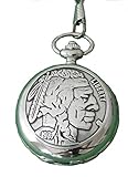 Uhrenkette Taschenuhr mit Sprungdeckel und Kette Indianer 5 Cents Western Cowboy