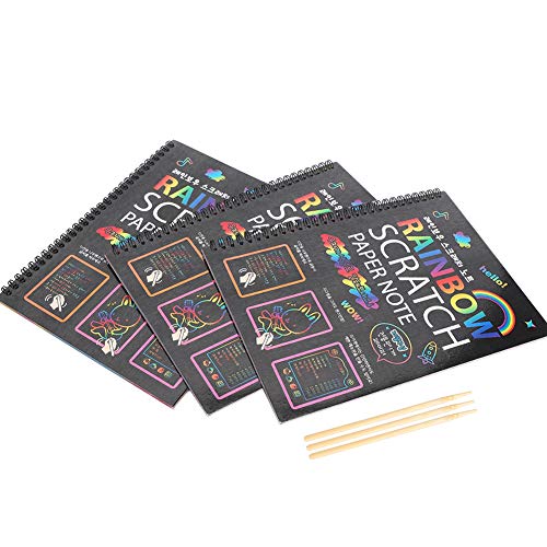 3Pcs Scratch Note Multicolor Art Supplies Art Card Students Drawing Books