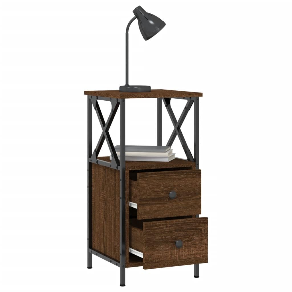 vidaXL Nachtkastjes 2 st 34x35,5x45 cm bewerkt hout gerookt