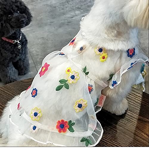 Loyalfurry Embroidered Floral Dog Dress Summer Super-Thin Gauze Princess Dog Sundress Breathable Puppy Clothes For Small Dog Cats Girl Wedding Party Birthday Dog Apparel (Small) #TOP6
