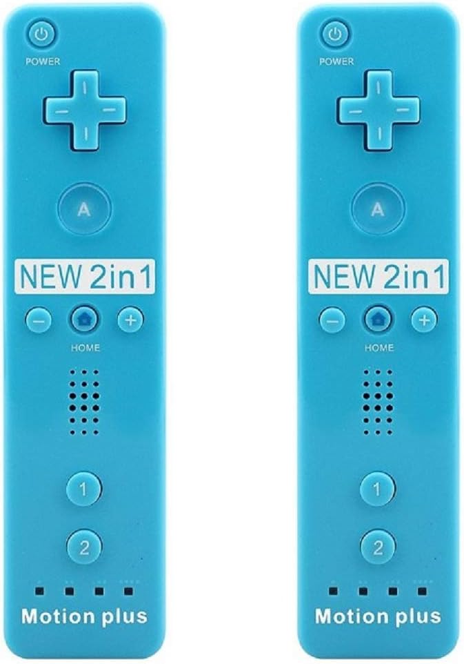 SIBIONO - Wii remote motion plus controller (2 Packs) for Nintendo Wii&Wii U Video Game Gamepads. (Blue)