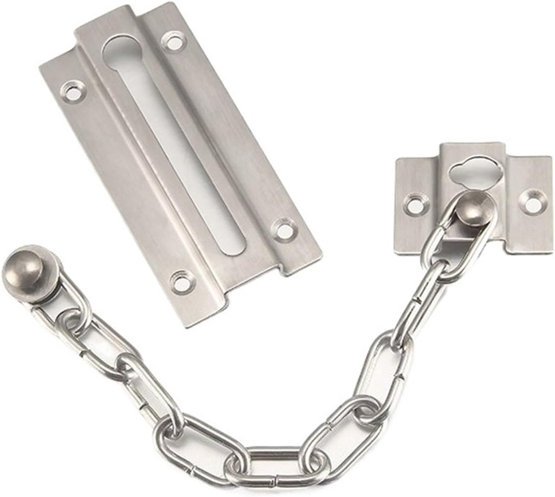 1pc Security Door Home Office Lock Guard Latch Stainless Steel Silver Sliding Fastener for Home Door Lock Hardware(A-1pcs)