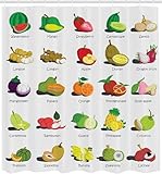 PUOJIEAT Duschvorhang 120 x 200 Obst, Duschvorhang Anti-schimmel Obst 3D Duschvorhänge Waschbar für Badezimmer Badewannen mit 8 Ringe 6934-FG