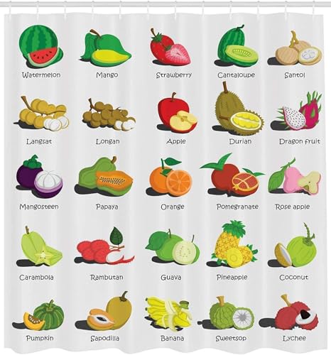 PUOJIEAT Duschvorhang 120 x 200 Obst, Duschvorhang Anti-schimmel Obst 3D Duschvorhänge Waschbar für Badezimmer Badewannen mit 8 Ringe 6934-FG