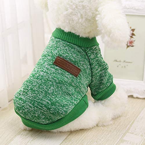 Idepet Pet Dog Classic Knitwear Sweater, Fleece Coat For Small,Medium Dog,Warm Pet Dog Cat Clothes,Puppy Customes (S, Green) #TOP2