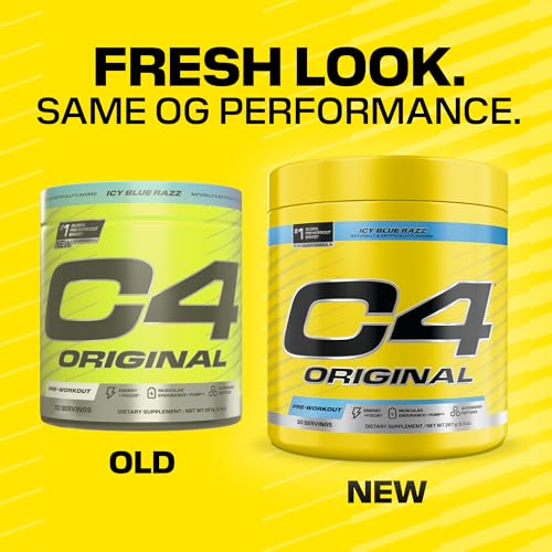 Image of C4 Original Pre Workout - Pre-Workout for Endurance, Focus & Performance with 200mg Caffeine, Beta-Alanine, Creatine Nitrate, L-Arginine & PeptiPump - Sugar Free, 25 Servings, ICY Blue Razz