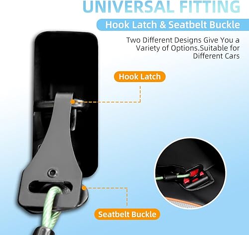 Miniatura 3 de MiaoChuai - Arnés de cinturón de seguridad 3 en 1 para perro, correa de cable de acero a prueba de mordeduras con hebilla y clip de alta