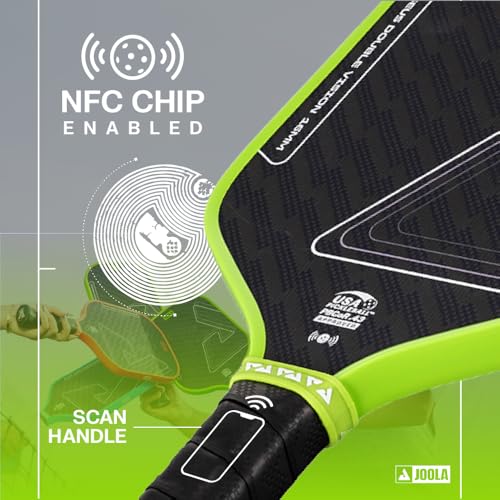 Image of JOOLA Double Vision 16mm Pickleball Paddle - Signature and Standard Shape - Aramid Surface for Softer Responsive Touch - SK Film for Reduce Vibration - USAP Approved - NFC Chip Enabled