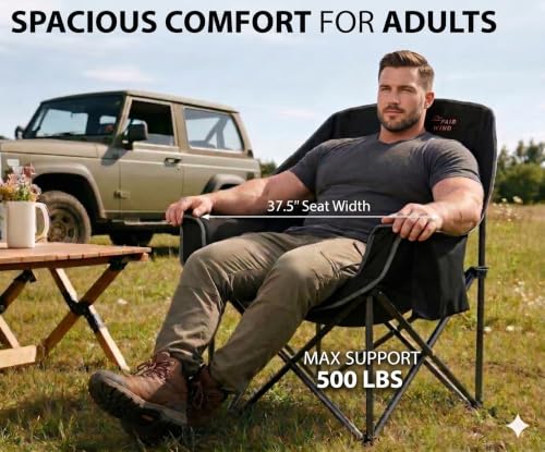 FAIR WIND XL Silla Plegable de Camping Sobredimensionada y Totalmente Acolchada para Adultos miniatura 5