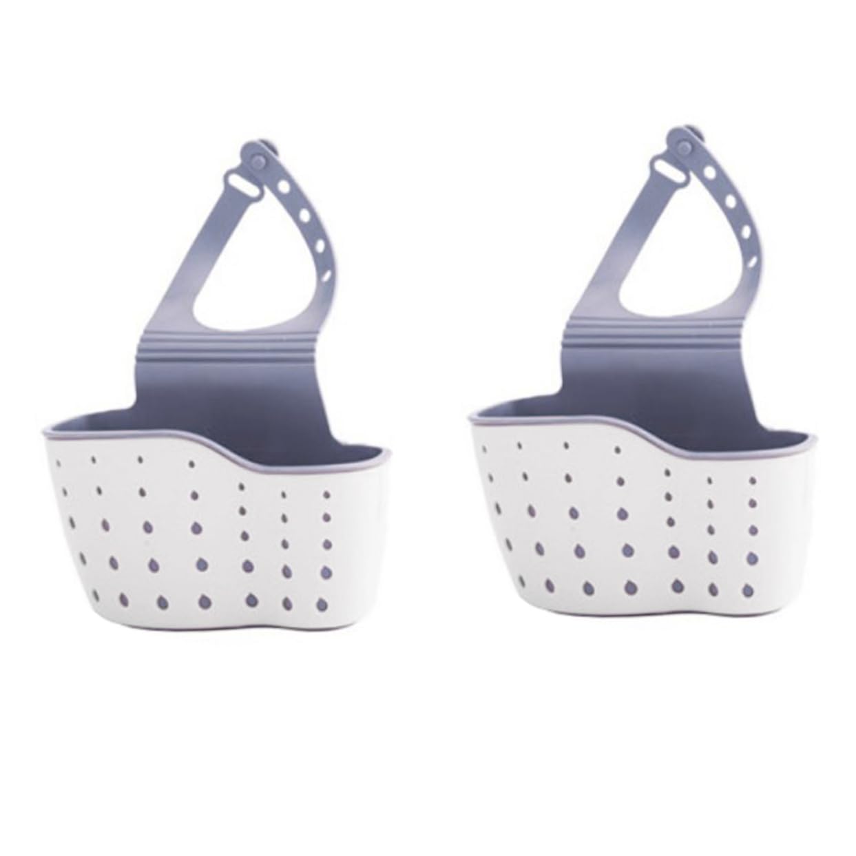 SHOWERORO 2pcs Dual-Layer Kitchen Sink Hanging Storage Basket Sponge Holder Drain Adjustable Design for Easy Attachment for Kitchen Organization and Draining