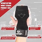 Weight Lifting Wrist Strap, Double Layer Leather Wrist Strap for Deadlift and Powerlifting, Adjustable Neoprene Padded Gym Workout Lifting Hooks (Pair) - Image 4
