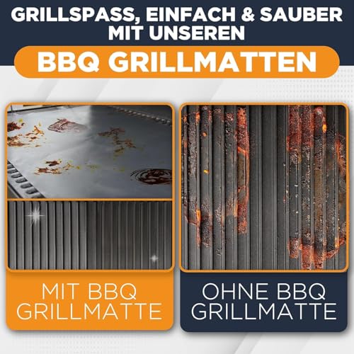 Große BBQ Grillmatte für Gasgrill, Elektro und Holzkohle (5er Pack) 40 x 32cm - Wiederverwendbare, hitzebeständige Grillmatten für Holzkohle, Teflon Grillmatte, Grillfolie, Grill Zubehör