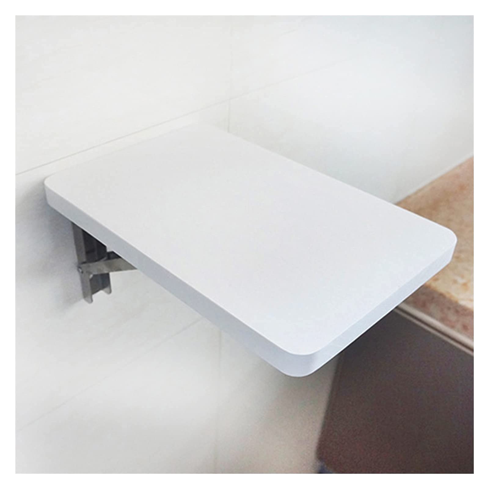 Table pliante murale avec supports métal étanche blanche de 50 cm