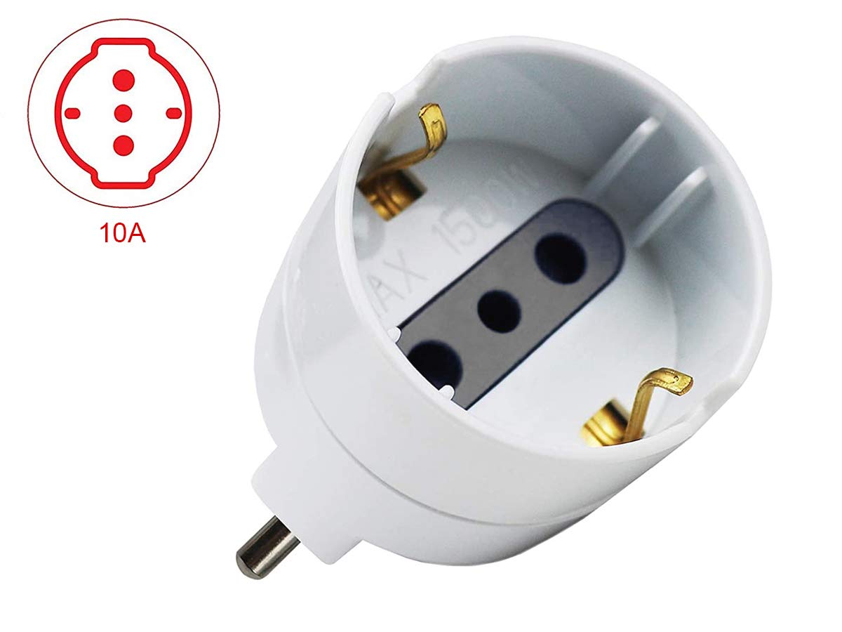 Adattatore Schuko 6 Pezzi, Spina Elettrica 1500W 250V 10A Bianco