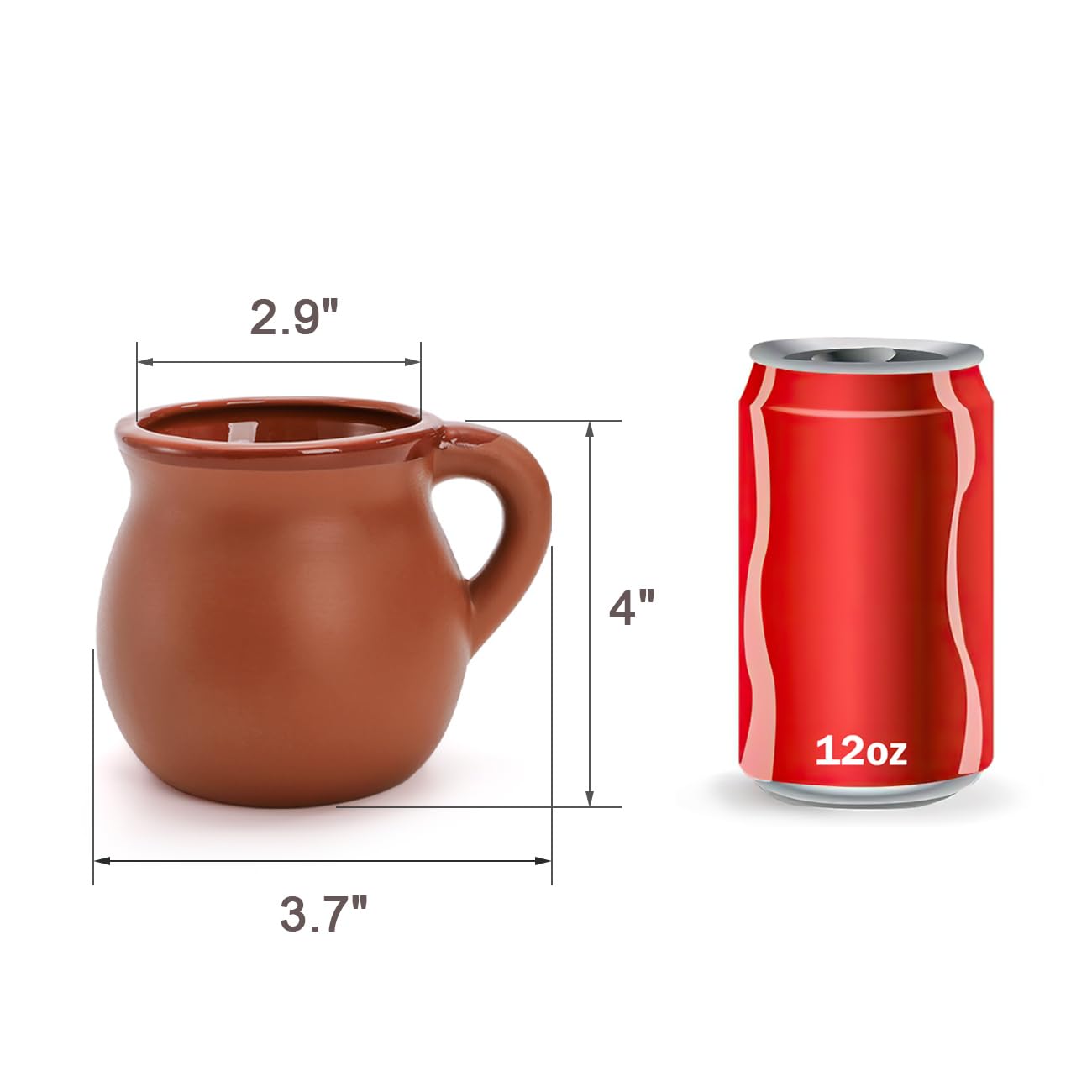 Kingrol Confezione da 6 tazze in argilla messicana autentica – Tazas de Barro, ceramica artigianale per bevande calde e fredde, caffè, tè e cocktail
