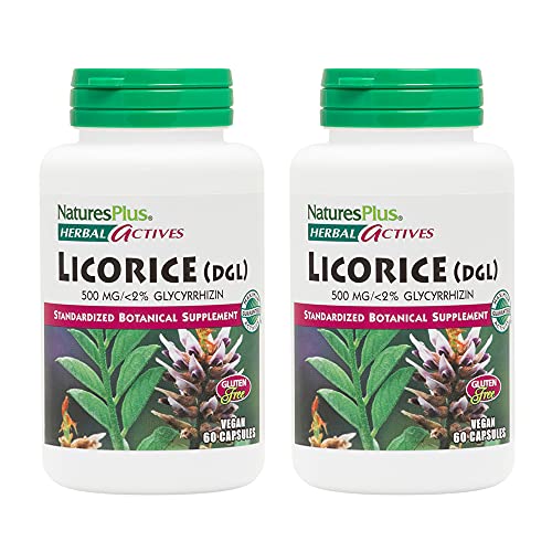 Naturesplus Herbal Actives Licorice (Dgl) 500 Mg - 60 Capsules, Pack Of 2 - Supports Healthy Digestion & Overall Well-Being - Vegetarian, Gluten Free - 120 Total Servings #TOP26
