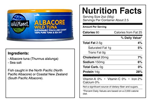 Wild Planet Albacore Wild Tuna, 3Rd Party Mercury Tested, 5 Ounce (Pack Of 6) #TOP6
