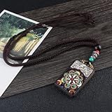 Collier Thangka en bois de santal noir fait à la main, 30 motifs, style ethnique, pendentif éléphant, dieu Bagua, marque Toem, style exotique