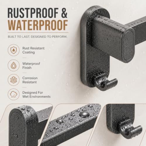 Image of Amazon Basics Towel Rod for Bathroom - 12 Inch Rust Resistant Aluminum Towel Holder, Strong Wall Mounted Towel Hanger for Bathroom & Kitchen Sink Pack of 1