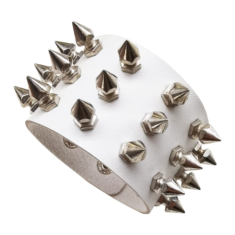 Spike Studded Punk Bracelet, Rock Biker Wide Strap Leather Cuff