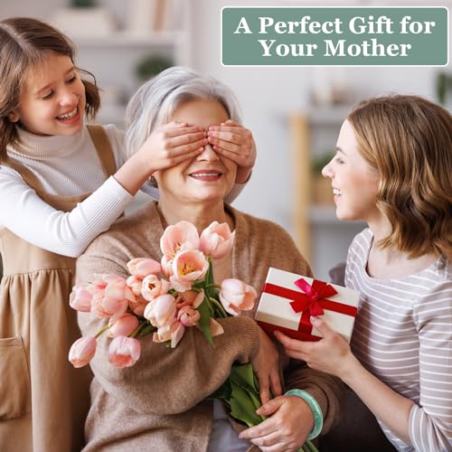 2.4'' Natural Jade Bracelet for Women Jade Bangle Bracelets with Box Good Luck Bangle Wedding Mother's Day Gift3