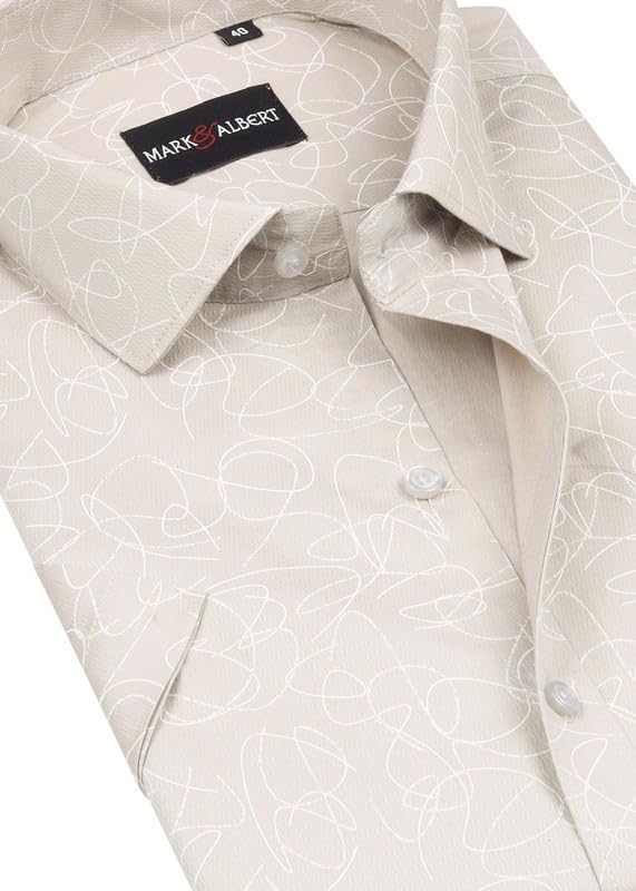 Image of MARK & ALBERT Men's 100% Cotton Printed Half Sleeves Regular Fit Shirt for Men