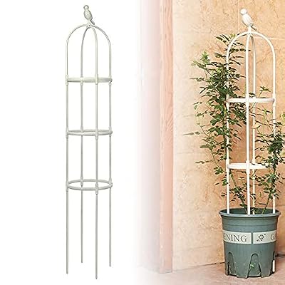 Anothera Garden Trellis for Climbing Plants 6ft Outdoor Tower Obelisk Garden Trellis Tall Potted Plants Support Flowers ?White?