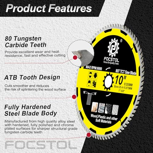 Image of FOCSTOL 10''(255mm) Wood Cutting Circular Saw Blade