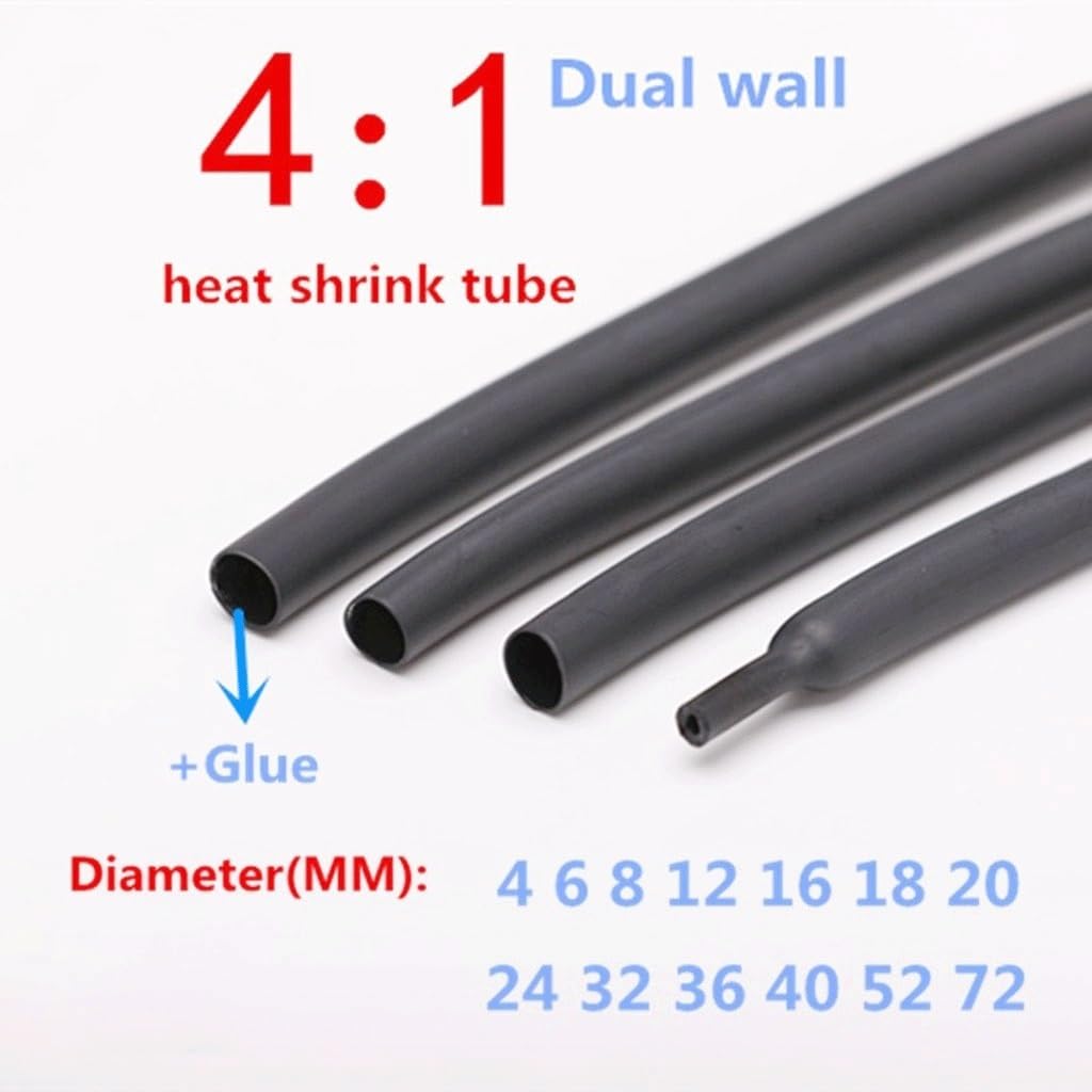 Gaine thermorétractable, 1 mètre avec colle 4:1, manchon de tube à double paroi, tuyau thermorétractable(4MM)
