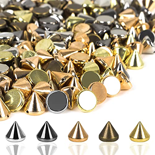 500Pcs 10Mm Colorful Acrylic Punk Bullet Rivets Cone Spike Studs Beads Sew On Glue On Stick On Diy Garments Bags&Shoes Embellishment #TOP24
