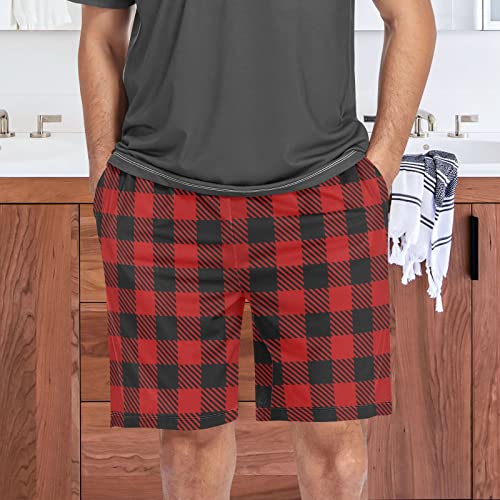 Stewart Tartan Plaid Men's Pajama Shorts Sleep Pajama Bottoms Drawstring Sweatshorts S4