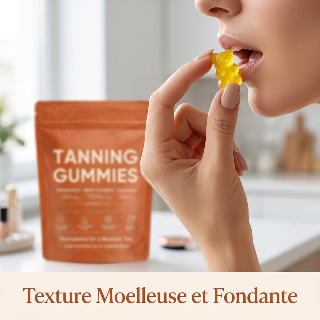 2026 Nouveau Gummies Bronzage pour Hommes et Femmes Gommes de Bronzage Rapide Sans Soleil Hydrate la Peau et Lui Redonne Son Éclat Naturel