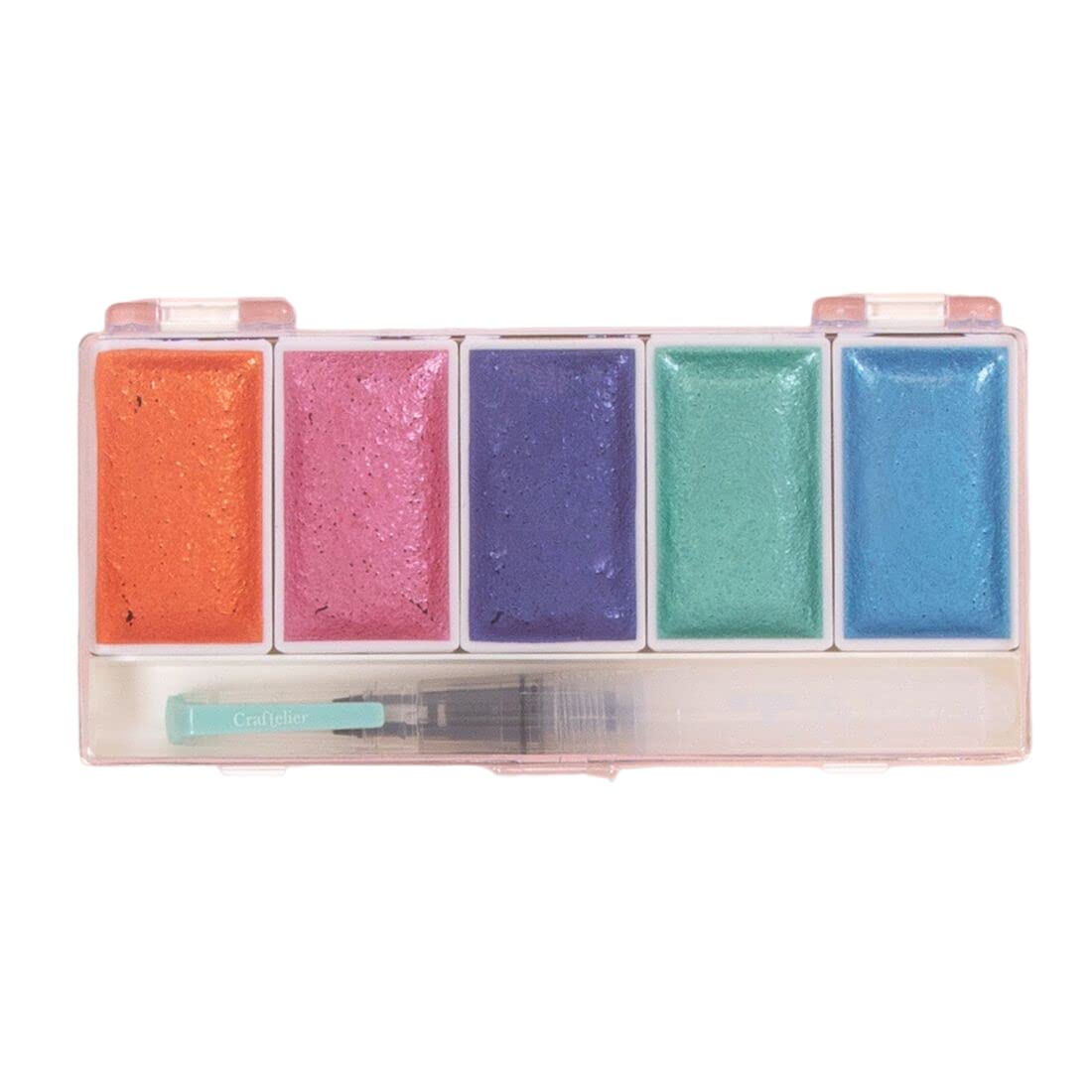 Craftelier - Set of 5 Metallic Mermaid Watercolour Colours + Brush with Water Tank