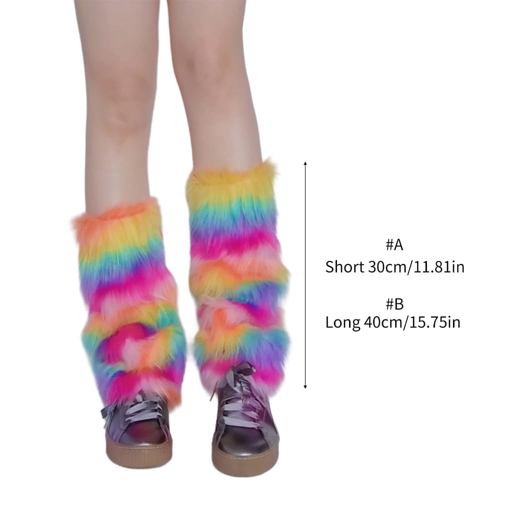 Fuzzy Faux Furs Leg Warmers Furs Long Cuffs Has Elastic Pair Carnivals Boot Uniform