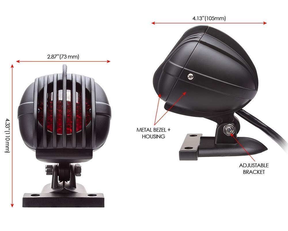Motocykl motocykl LED stoper tylne światło z kratką więzienną w czarnym aluminium - wysokiej jakości tylne światło stopowe LED z więzieniem grillem do retro niestandardowy projekt HOG