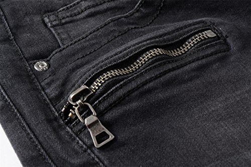 ZLZ Slim Fit Biker Jeans, Men's Super Comfy Stretch Skinny Biker Denim Jeans Pants, Size 29 (Black)4