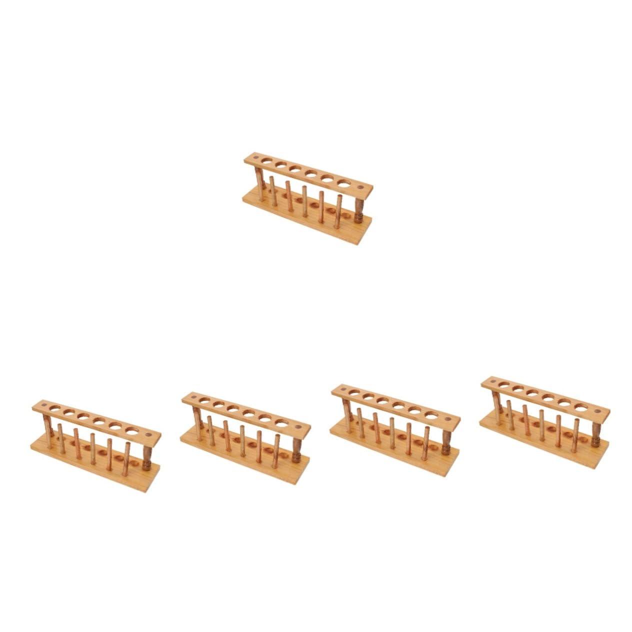 GLEAVI 5pezzi Porta Provetta Legno Per Laboratorio Supporto Per Provette Organizzatore Leggero e Compatto Per Ricerca Scientifica e Uso Industriale Struttura Resistente Legno Naturale