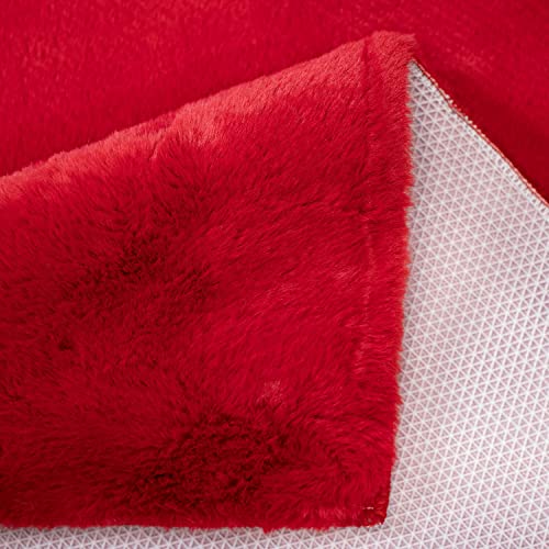 Badteppich Rot - 80x150 cm Einfarbig - Badematte rutschfest, waschbar, weich, saugfähig, schnelltrocknend - Badvorleger… – Bild 5