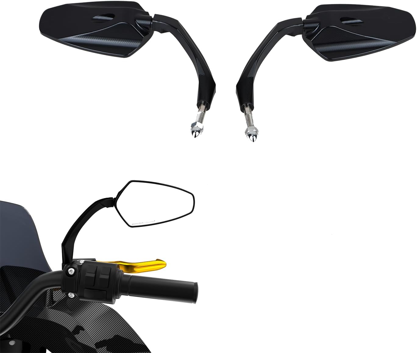 POWER JAMES 4.0 inch Black CNC-Cut Motorcycle Handle bar Rear Mirrors, Compatible with Harley Davidson Softail, Dyna, Touring, Sportster (Black)