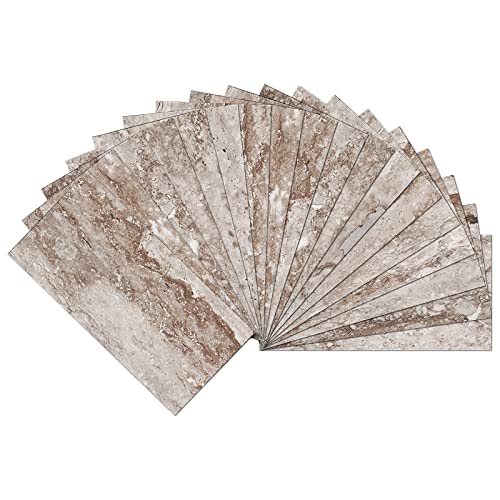 Stickyart Backsplash Tile For Kitchen Peel And Stick Travertine Subway Tile 3"X6" Self Adhesive Marble Backsplash Tiles For Bathroom Shower Fireplace Waterproof Vinyl Wall Tile Light Brown 18-Piece #TOP3
