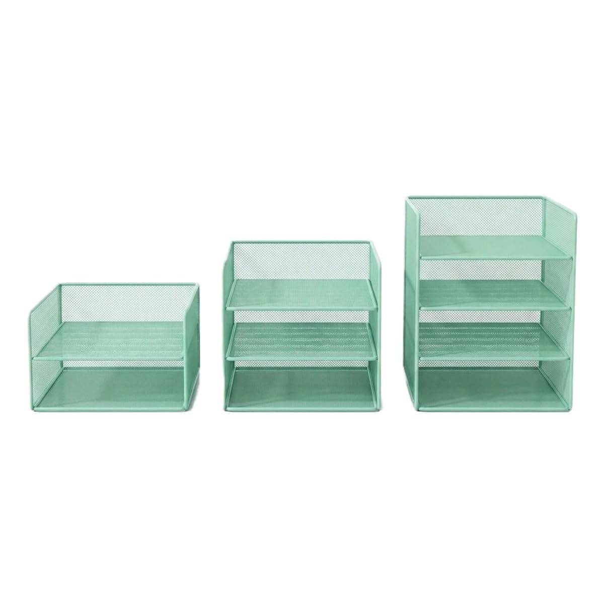 Portadocumenti Da Scrivania Organizzatore di file da scrivania in rete senza installazione: grande capacità, impilabile su 2/3/4 livelli, portarotolo in metallo verde Organizer Scrivania(3-Tier-Green)
