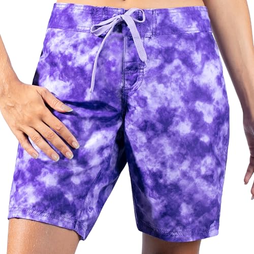 Kanu Surf Women's Marina UPF 50+ Active Swim Board Shorts (Reg & Plus Sizes), Sydney Purple, 10