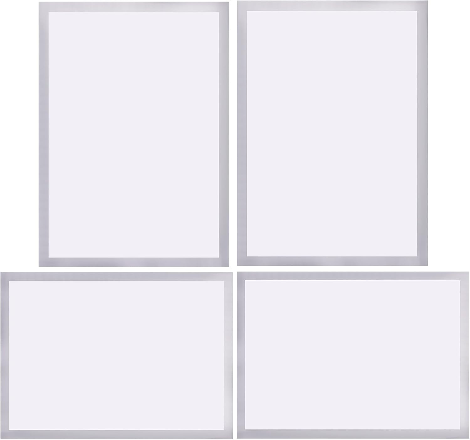 Cabilock 4pcs Magnetic Self-adhesive Picture Frames 38.5x28.5cm Silver Painting Display Frames for Refrigerator Door Home Décor