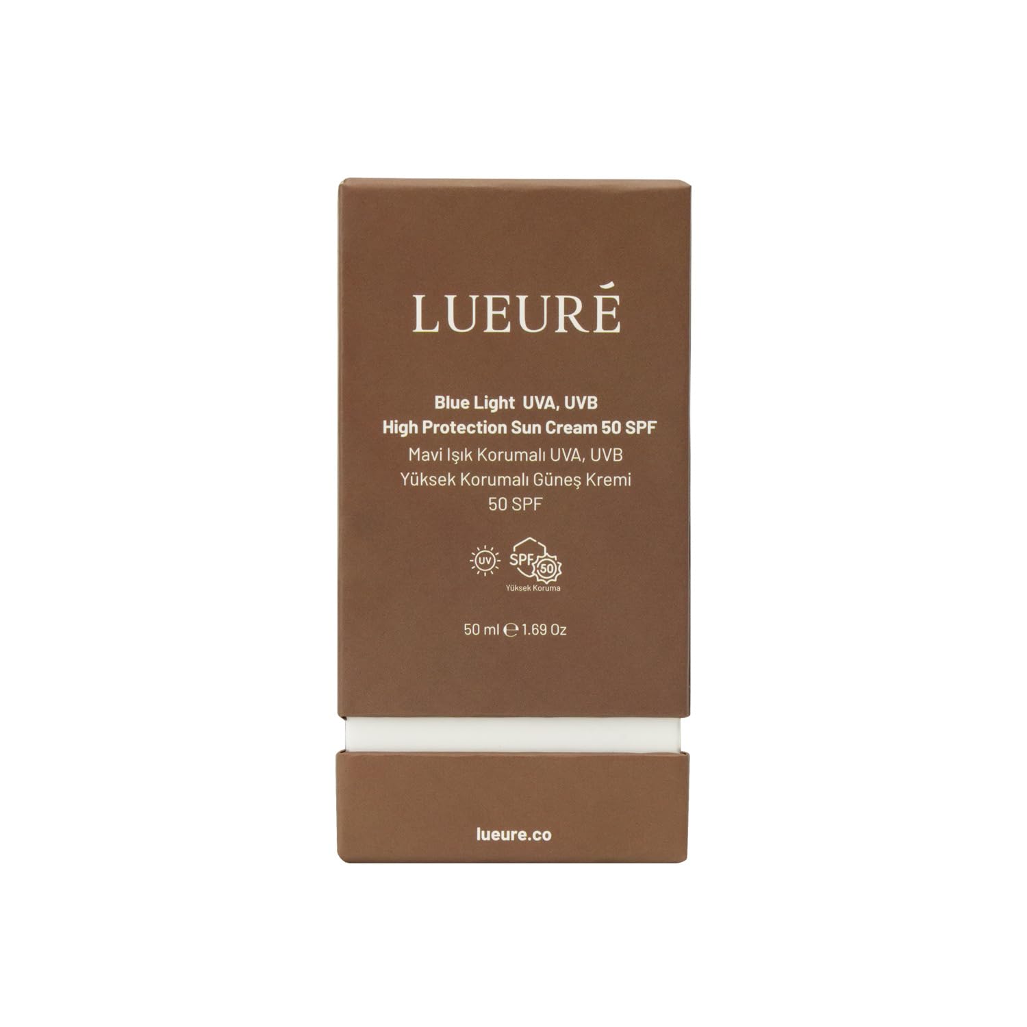 Lueuré 8,5 Saat Korumalı Mavi Işık UVA-UVB Korumalı Güneş Kremi 50SPF+