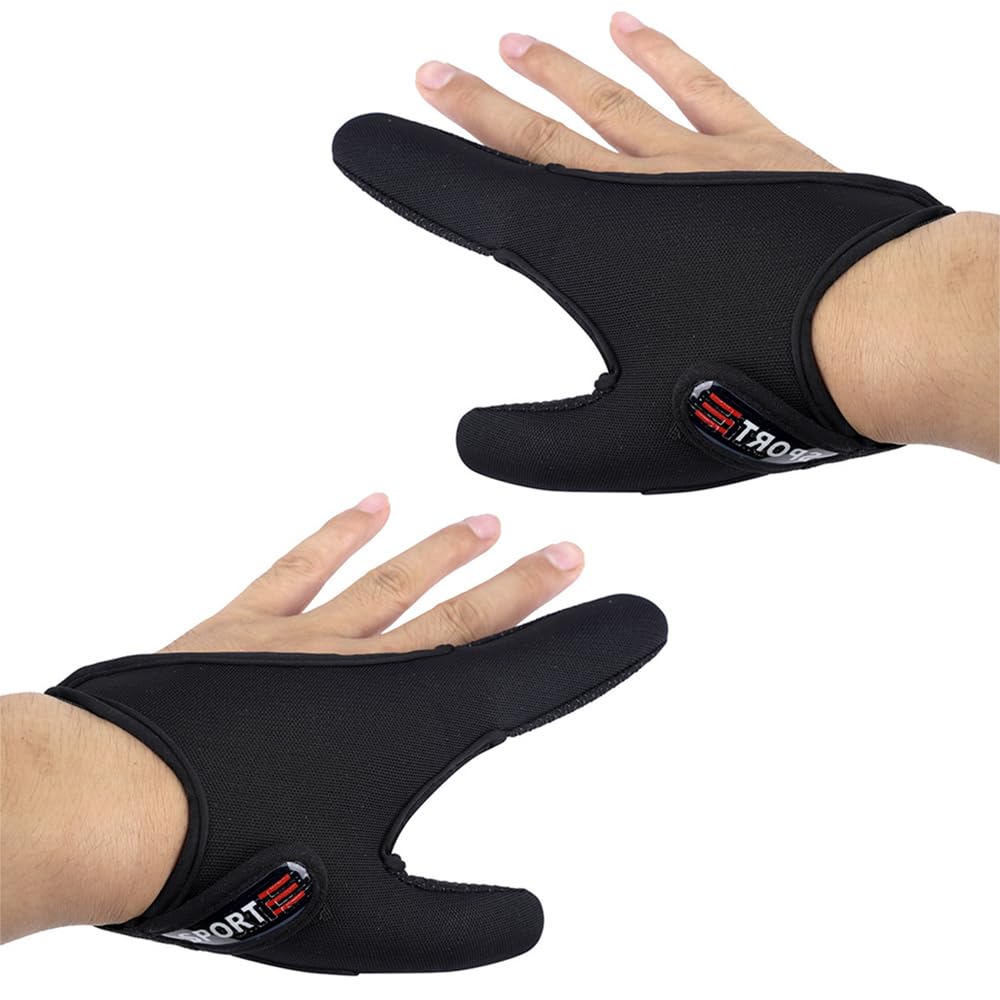 2Pcs Fishing Protective Gloves Finger Stall, Black Thumb + Index Finger Protector Neoprene Glove for Men Outdoor Fishing